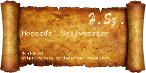 Hosszú Szilveszter névjegykártya